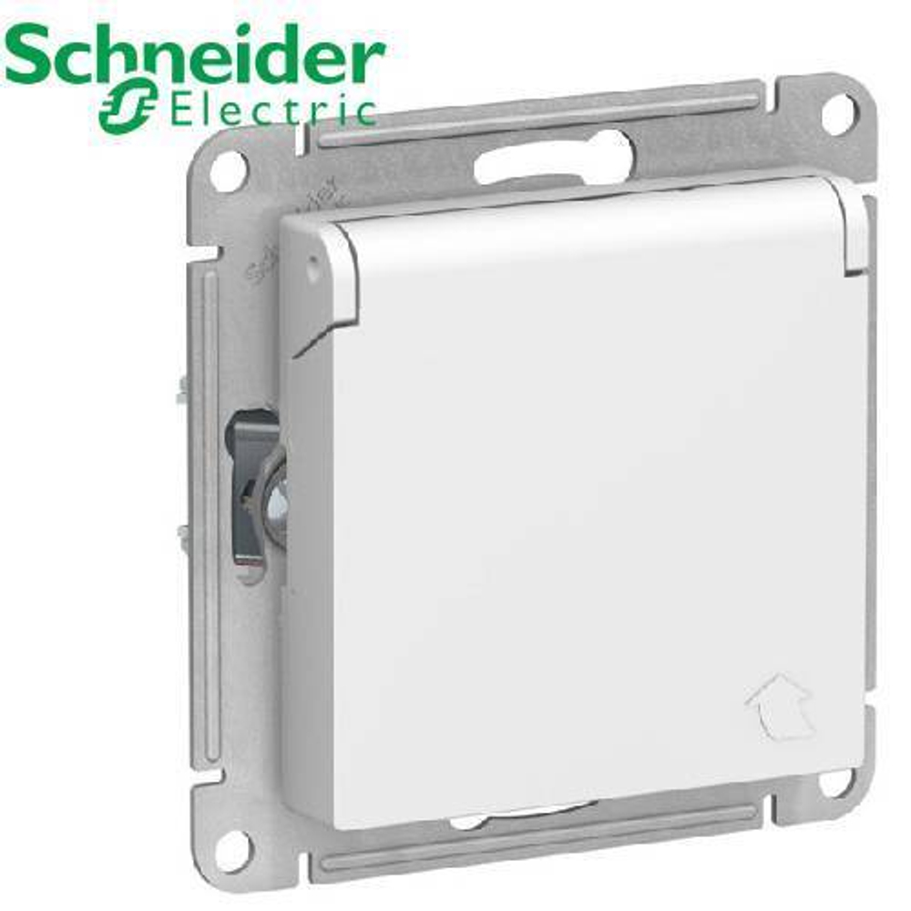 Розетка с/з со шторками с крышкой (лотос) AtlasDesign Schneider ATN001346