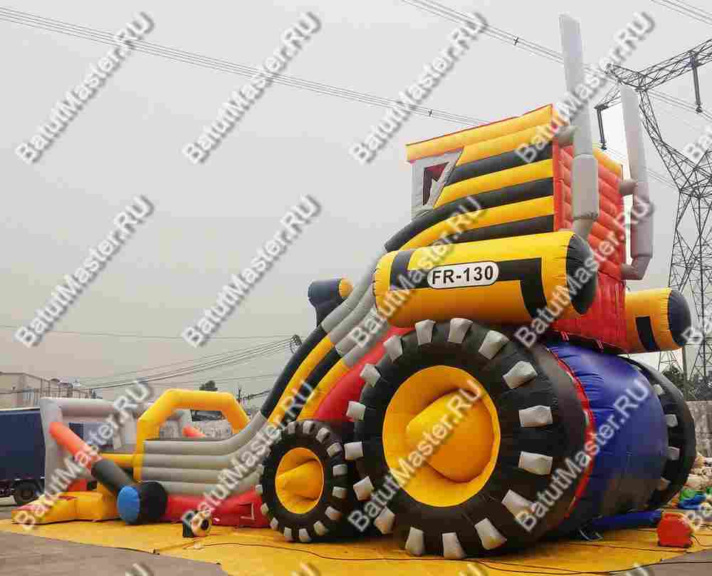 Детский надувной батут-горка "Бульдозер" 14*7*8.5 м