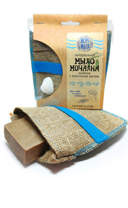 Мыло-мочалка льняная с Берестовым Дегтем, 110 г