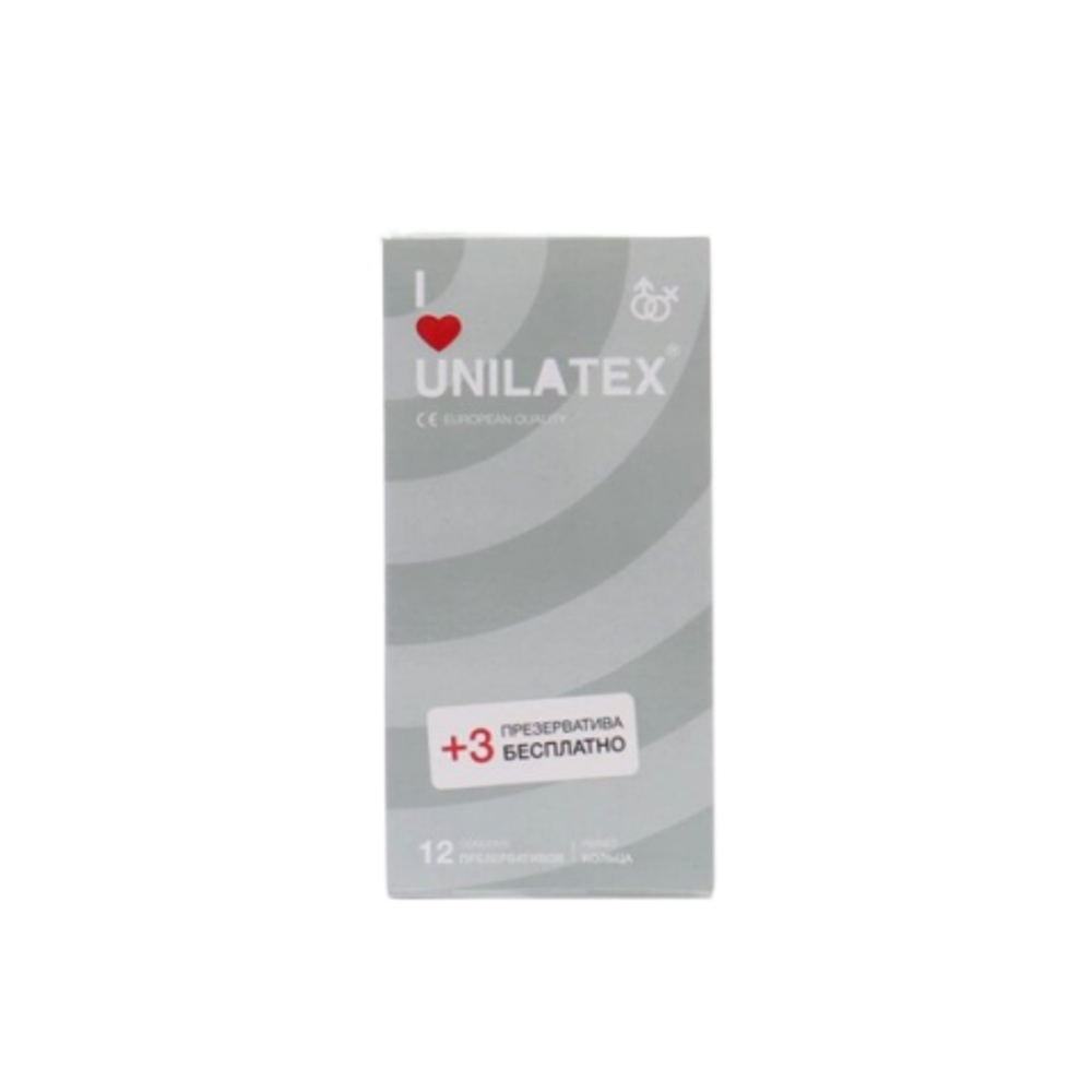 Презервативы Unilatex Ribbed/ребристые, 12 шт. + 3 шт. в подарок