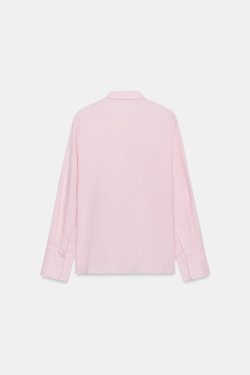 ZARA РУБАШКА ИЗ 100% ЛЬНА — ZW COLLECTION, РОЗОВЫЙ