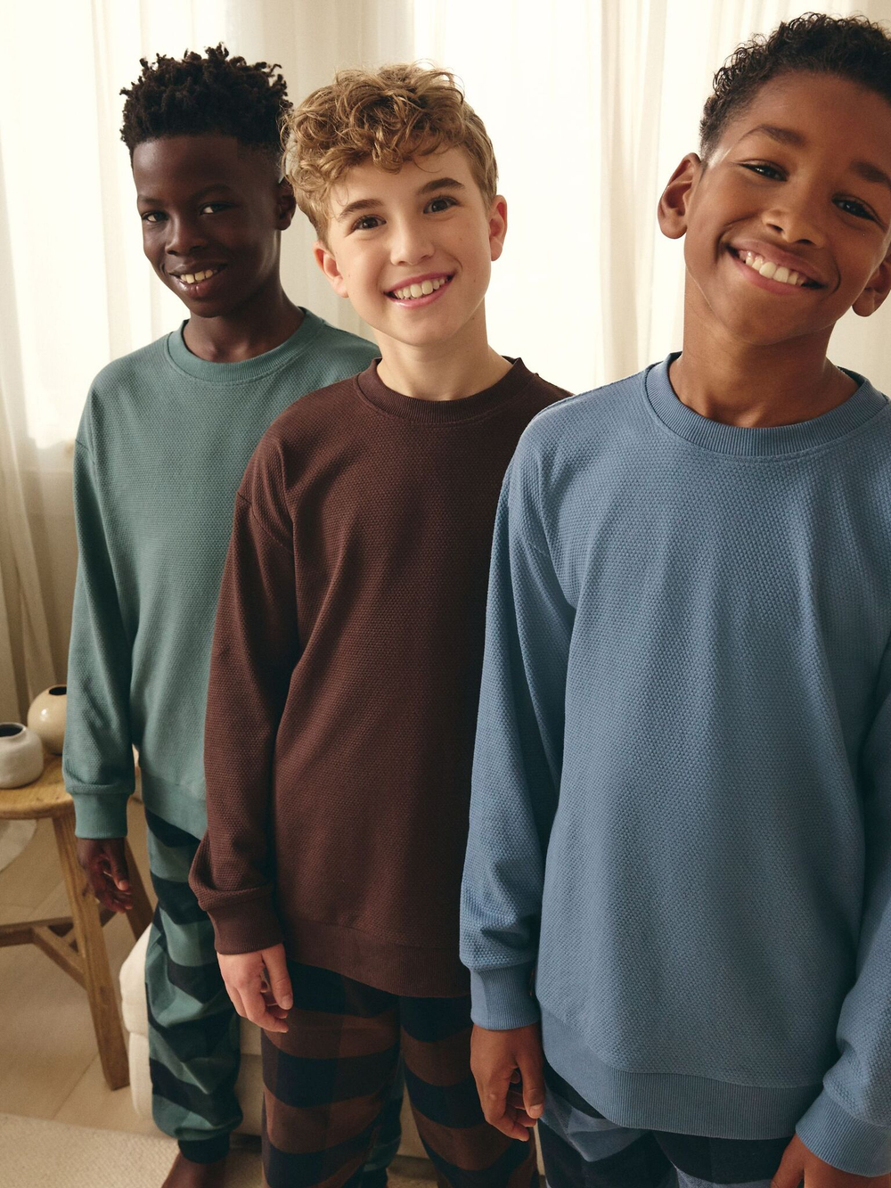 Пижама для мальчика Next K99-122, 3 шт., Хаки, Голубой, Коричневый