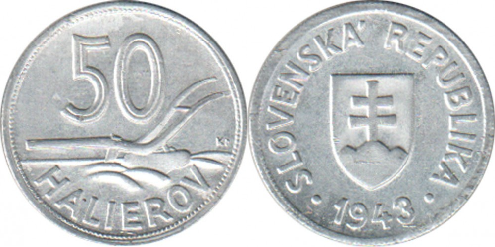 Словакия 50 геллеров, 1943 - 1944 Плуг XF