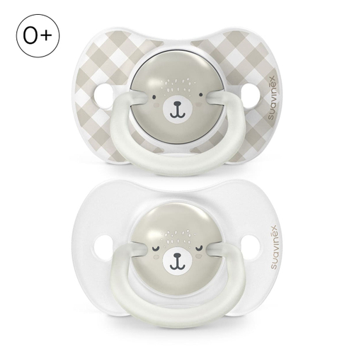 Набор пустышек Suavinex Night&Day Wild бежевый 0-6 мес, 2 шт