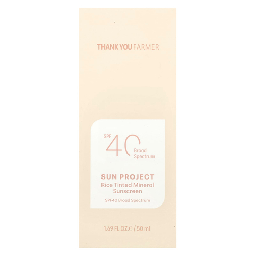 Thank You Farmer, Sun Project, минеральное солнцезащитное средство с рисовым оттенком, SPF40, 50 мл (1,69 жидк. Унции)