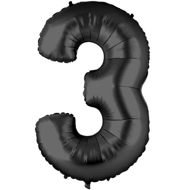 G Шар 40'' / 102 см "Цифра 3" Черный (БГ-60)