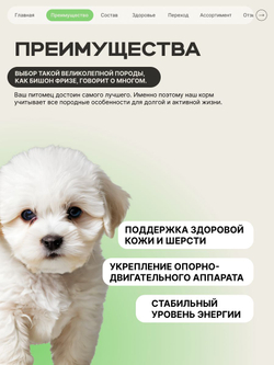 Корм сухой для щенков породы Бишон фризе, премиум полнорационный комплекс, с ягненком, 800 гр, QUATTRO