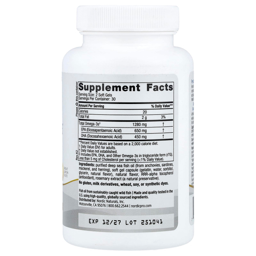 Nordic Naturals, ProOmega®, лимон, 60 мягких таблеток (640 мг на мягкий гель)