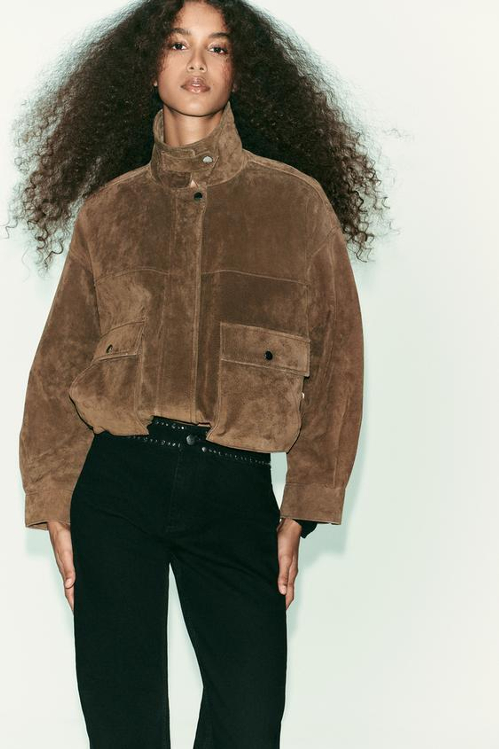 ZARA ДЖИНСЫ Z1975 STRAIGHT LONG-LENGTH С ВЫСОКОЙ ПОСАДКОЙ И ЗАКЛЕПКАМИ, ЧЕРНЫЙ