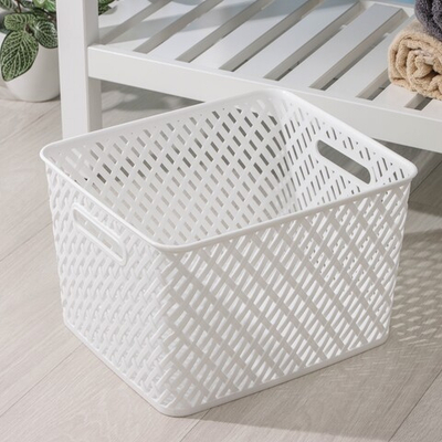 Корзина для хранения Плетёнка, 34,5×30×22,5 см (белый)
