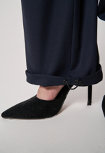 Брюки с поясом на резинке синие