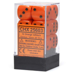 Chessex 12-D6 set (16mm) - Opaque Orange/Black