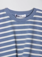 Голубой костюм для девочки на лето в полоску