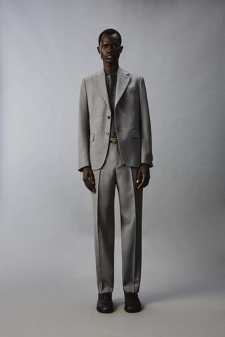 ZARA КОСТЮМНЫЕ БРЮКИ SLIM FIT ИЗ РЕЛЬЕФНОЙ ТКАНИ, СЕРЫЙ