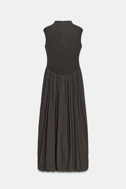 ZARAДЛИННОЕ КОМБИНИРОВАННОЕ ПЛАТЬЕ, ТЕМНО-КОРИЧНЕВЫЙ