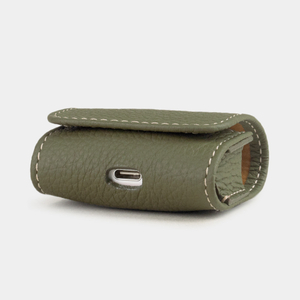 Чехол для наушников AirPods 3 из кожи теленка, зеленого цвета