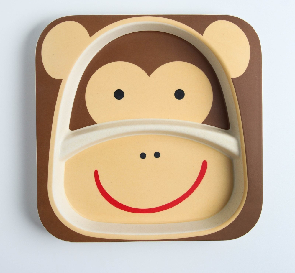 4298764 Тарелка 2-х секционная из бамбука, цвет МИКС