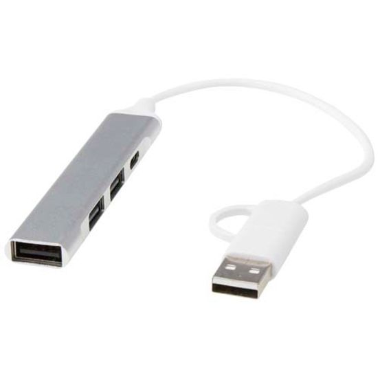 Alkaid 4-портовый концентратор USB-A и Type-C из переработанного алюминия с двумя входами