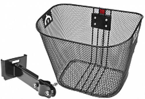 Велокорзина JL-286 передняя универсальная, сталь., чёрная, с быстросъемным креплением, с ручками