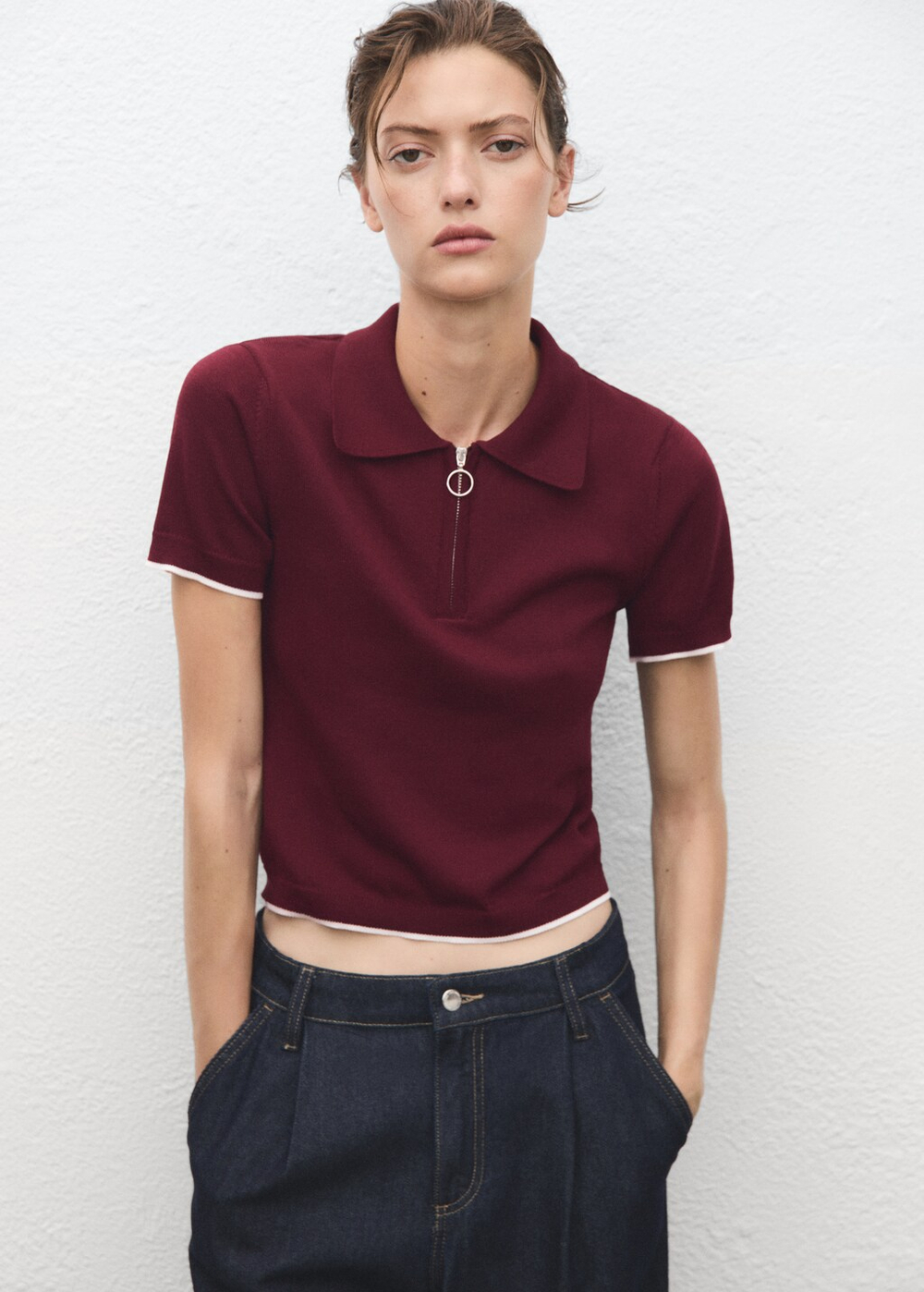 Джемпер с воротником поло на молнии