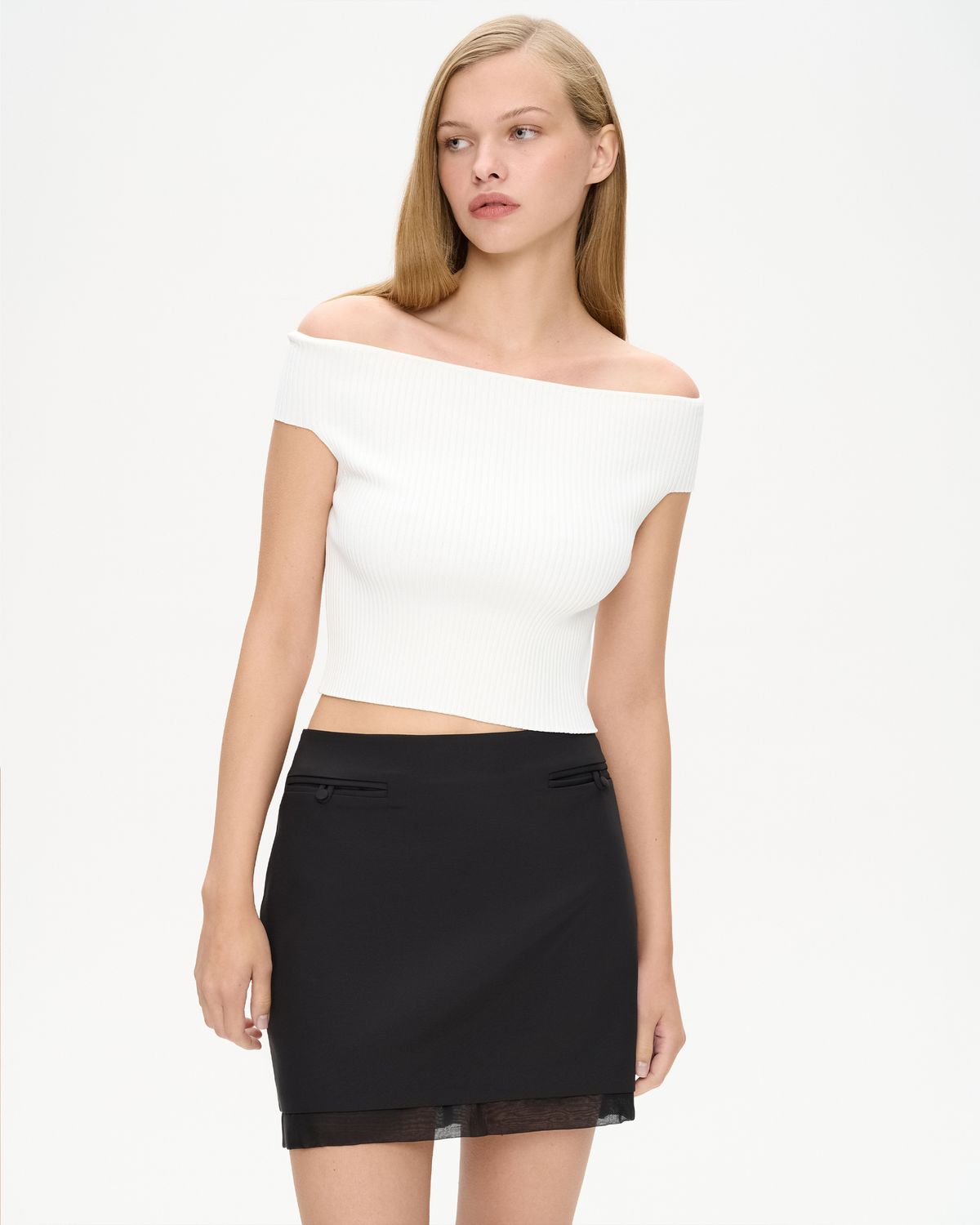 Юбка мини из костюмной ткани