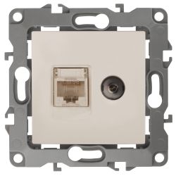 Розетка ЭРА Серия 12 12-3110-02 комбинированная RJ45+TV IP20 слоновая кость | Эра 12