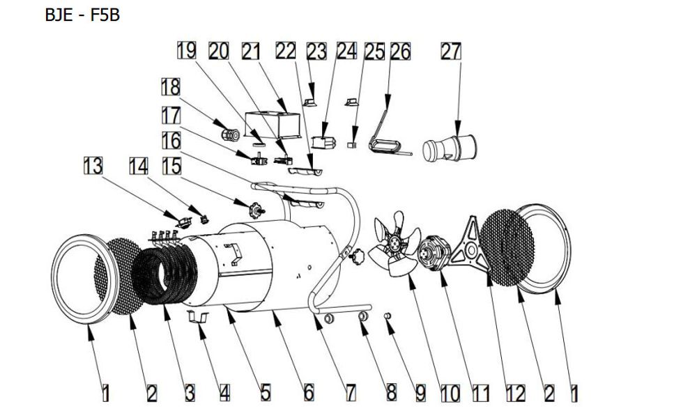 Пушка тепловая электрическая TOR BJE-F5B - [5 кВт / 220V]