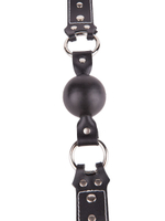 Кляп-шар на ремешках из натуральной кожи (Цвет: черный)