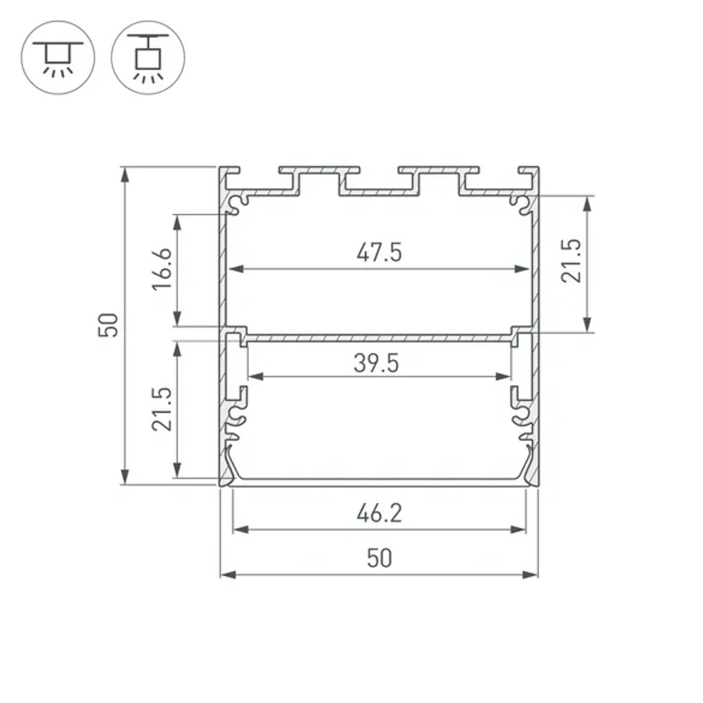 Профиль LINE-S-5050-2000 BLACK (Arlight, Алюминий) 041839