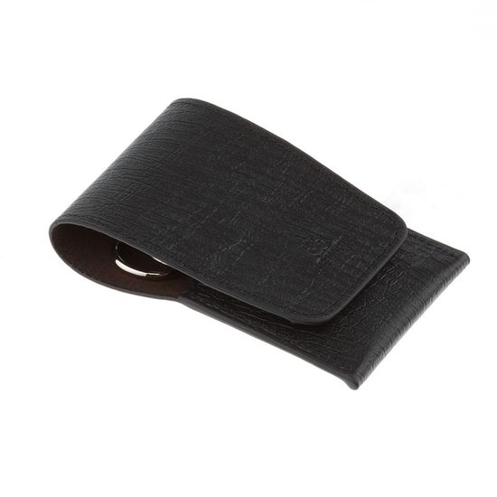 Мужской набор DEWAL для бороды, усов и ногтей серии "FOR MEN" 4пр. Инструменты: ножницы для бороды и усов, книпсер, пилка металлическая 9 см, пинцет скошенный. Футляр: натуральная кожа, цвет черный