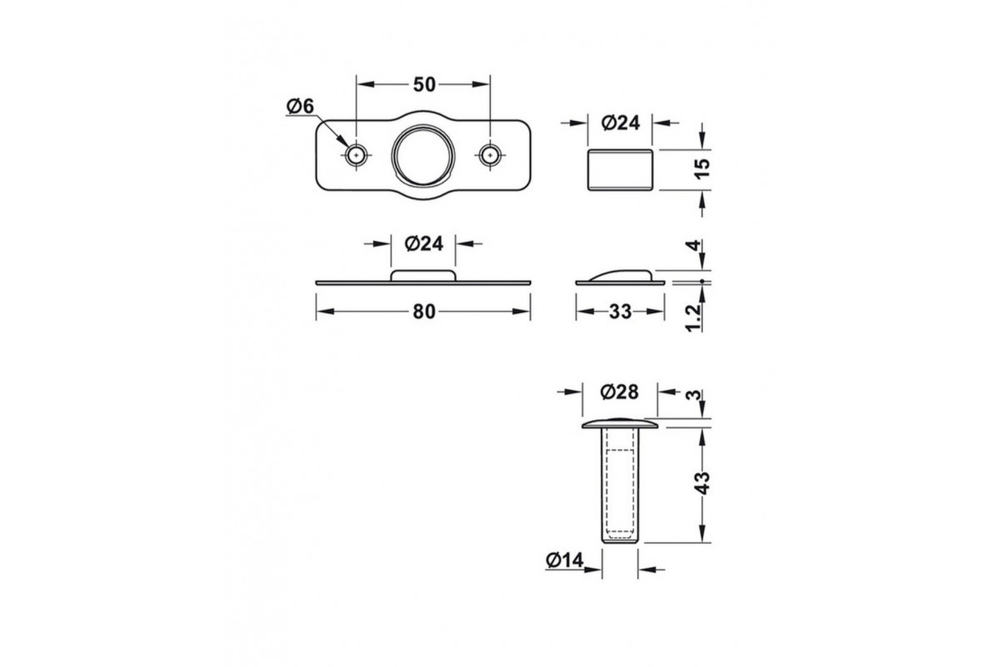 Упор дверной скрытый магнитный FANTOM PREMIUM HGT005. Хром