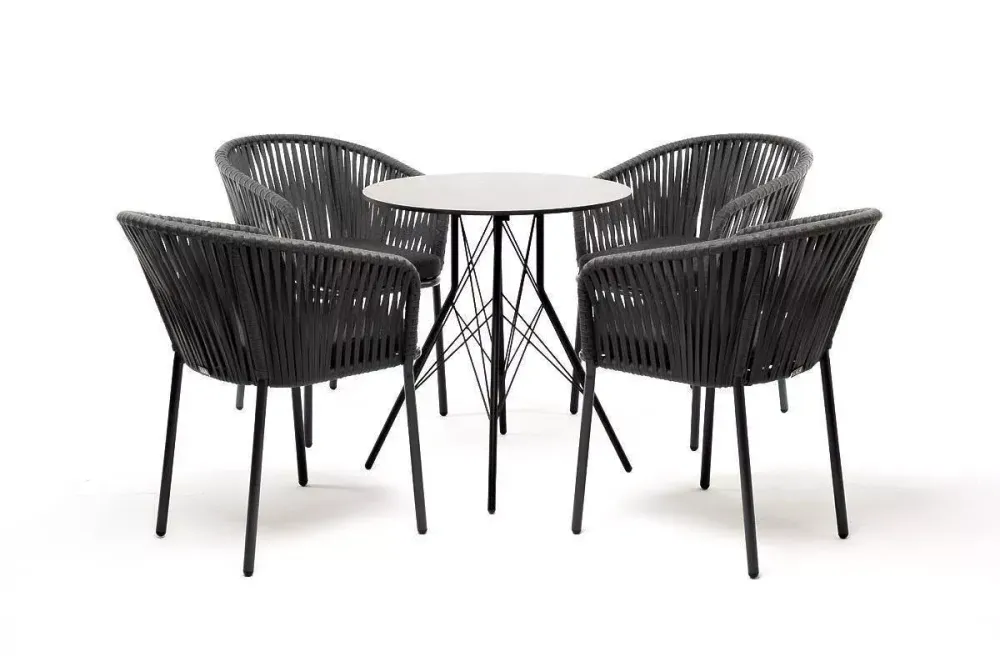 "Конте" обеденная группа на 4 персоны, круглый стол, цвет "серый гранит"