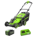Аккумуляторная газонокосилка Greenworks GD40LM411K5 40В (1 x 5 Ач, Быстрое ЗУ) нож 41 см, 2521007U5F