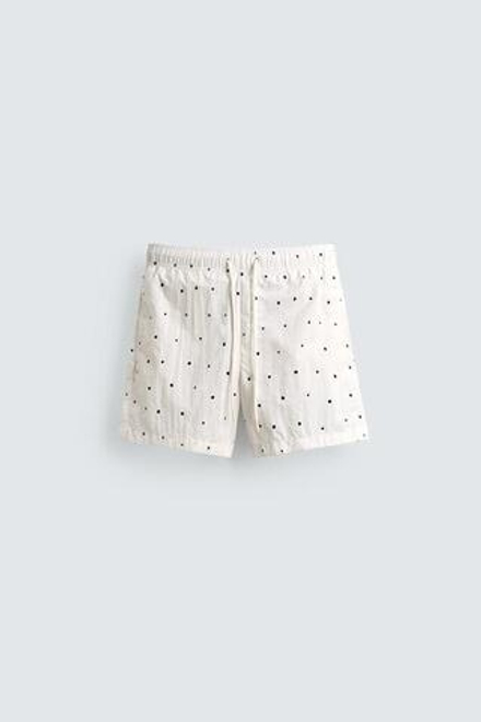 ZARA ПЛАВКИ В ГОРОШЕК, ЭКРЮ