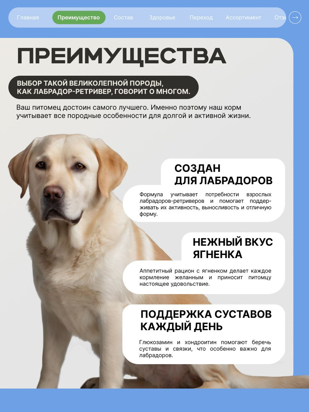 Корм сухой для взрослых собак породы Лабрадор-ретривер, с ягненком, 3 кг, QUATTRO