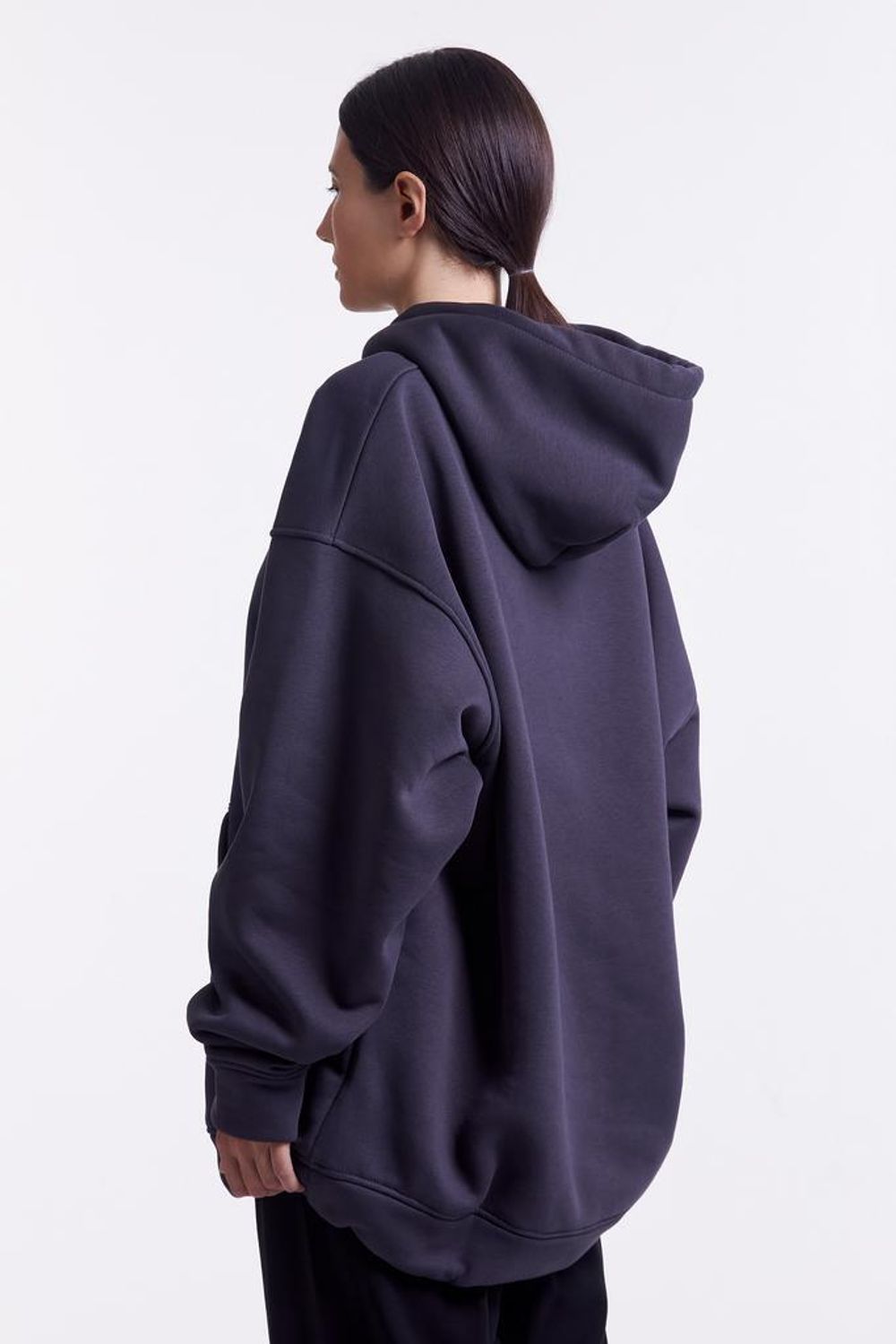 Худи Гербарий Роза Warm со шнурком в поясе темно-серый