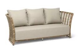 "Валенсия" диван из искусственного ротанга трехместный, цвет соломенный