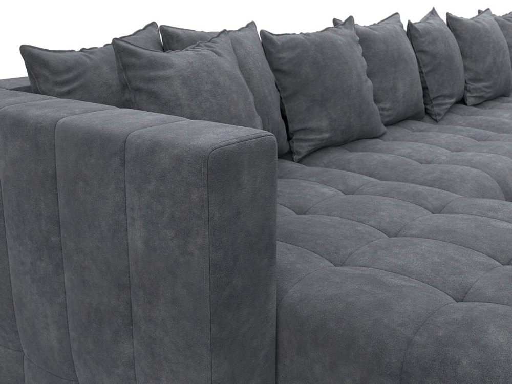 Диван П-образный Лига-052 НПБ МегаЛонг, BRUT 16 ВЕЛЮР темно-серый