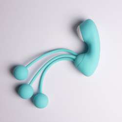 Вакуумный стимулятор с вагинальными виброшариками Youvic, бирюзовый