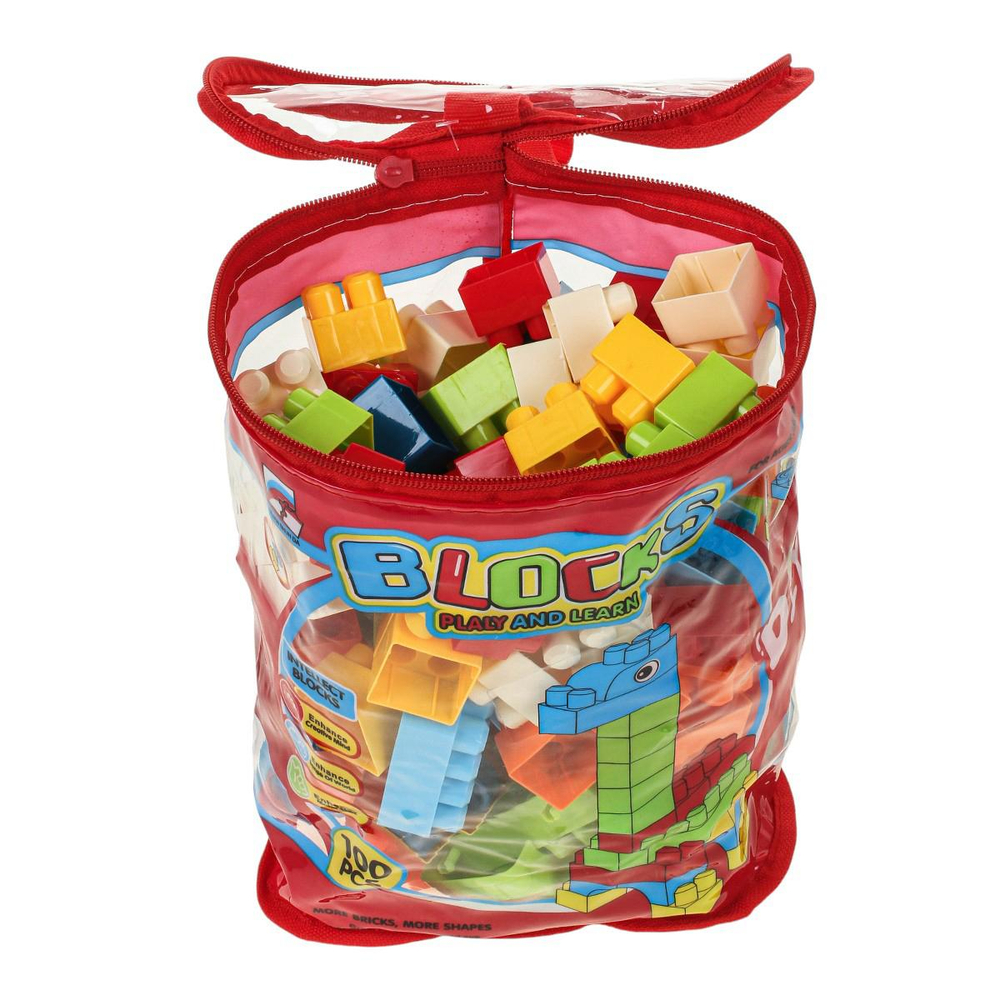 Конструктор блочный 100 элементов, сумка 55A-14