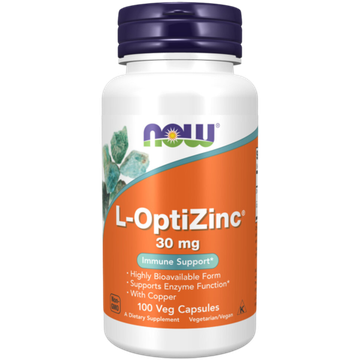 Now Foods L-OptiZinc 30 mg 100 veg capsules, Цинк