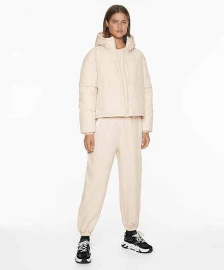 Oysho Короткая водоотталкивающая утепленная куртка Primaloft®, овсяный