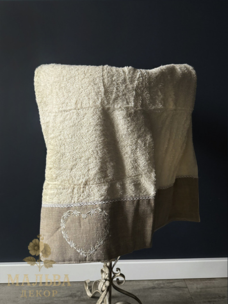 Полотенце "Гелсо" большое кремовое банное 90x140 см в ванную