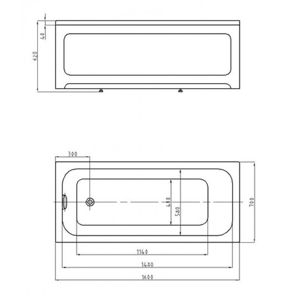 Ванна акриловая Azario Bella 160х70 пристенная (AV.0020160)