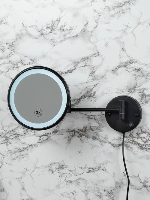 Зеркало настенное с подсветкой Ø200 мм латунь/нерж. сталь VANITY 08006.N чёрный