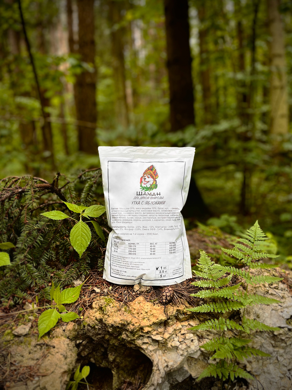 Сухой корм SHAMAN "Дух дикой природы" Утка с яблоками 1 кг; мелкая гранула; для взрослых собак; Класс Холистик