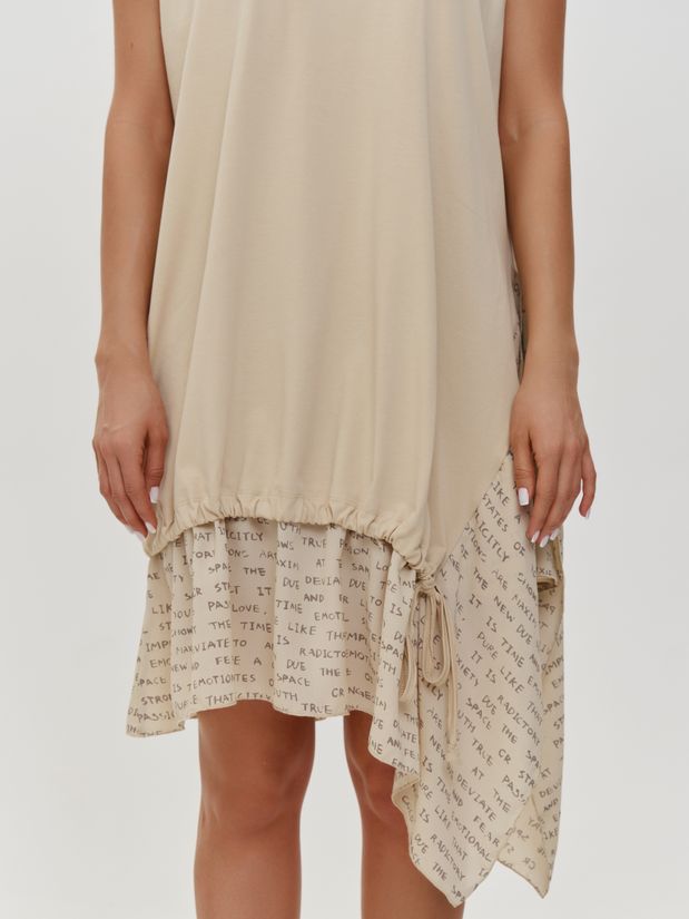 Платье с воланами буквы, бежевый