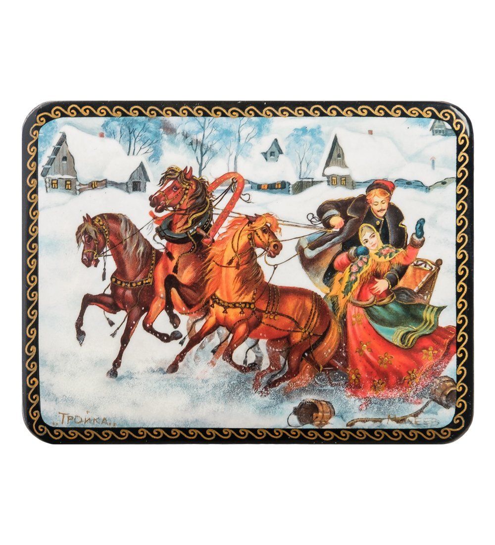 Народные промыслы ШК-19/15-B Шкатулка в технике декупаж «Тройка» (10х8х3,5)