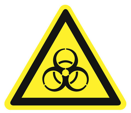 Знак на пластике W-16 "Осторожно. Биологическая опасность (инфекционные вещества)"