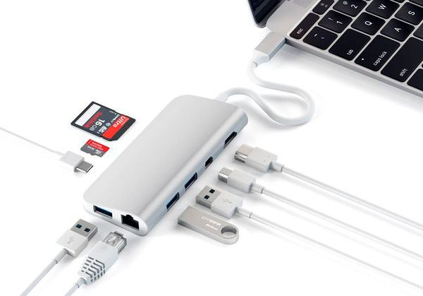 USB-концентратор Satechi Aluminum Type-C Multimedia Adapter ST-TCMM8PAS (Silver)
